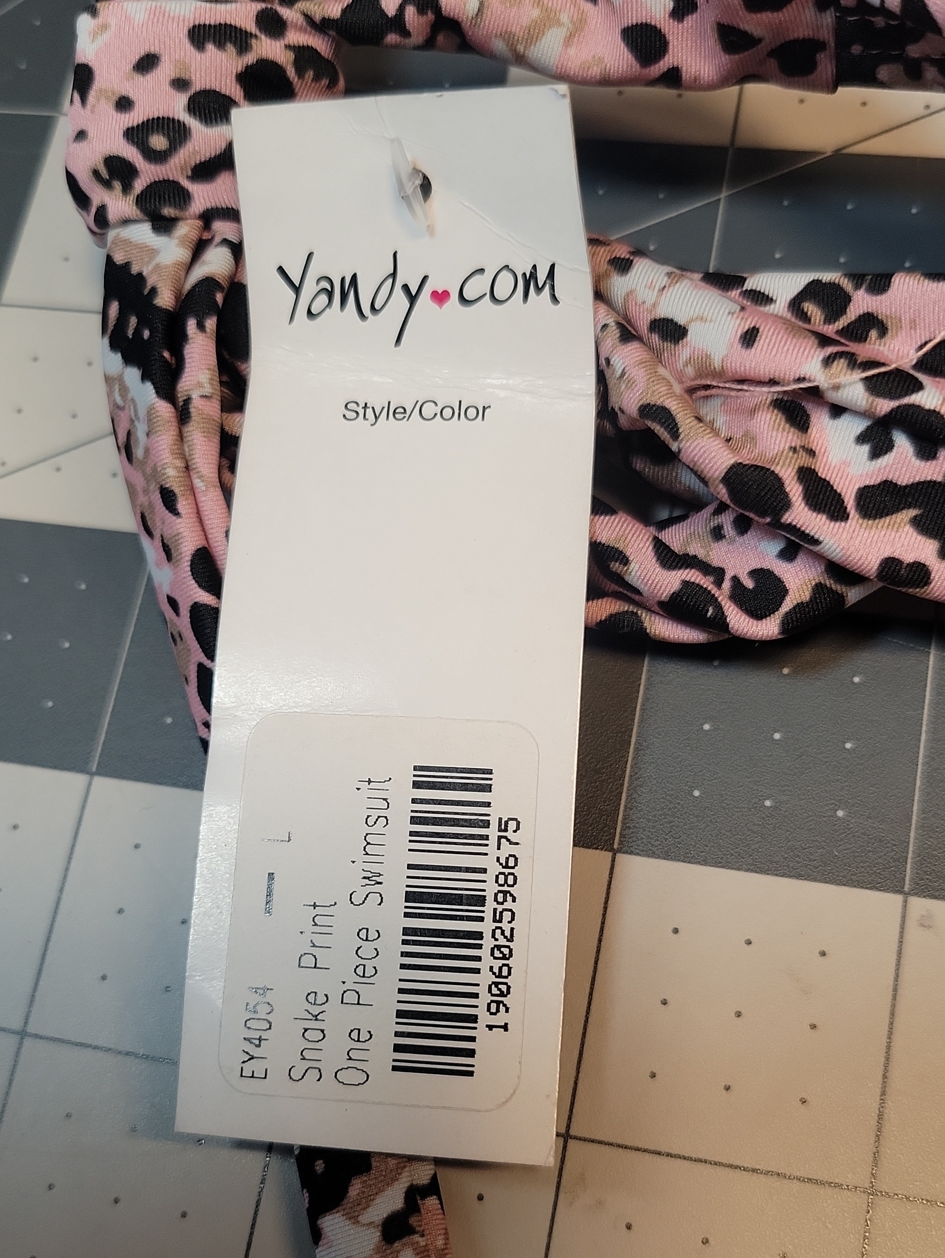 Yandy Snakeskin One-Piece Swimsuit Plunging Halter Cutout Monokini Large Nwt — image 6 of 7